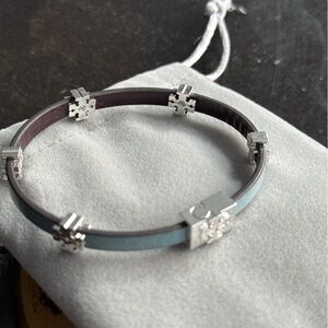 EXTRA PRICE SLASH!!! Tory Burch Silver and blue leather magnetic clasp Bracelet!